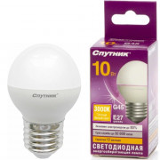 Лампа светодиодная Е27 10W теплый свет 3000K Спутник LED G45