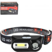 Фонарь налобный аккумуляторный  1LED, 2,8Вт, 3 режима работы, зарядка USB KX-1804A G-2007 /К/ 1/240