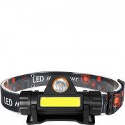 Фонарь налобный аккумуляторный  1LED, 2Вт, 2 режима, зарядка USB 101 G-2010 /К/ 1/240