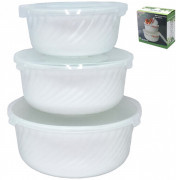 Набор салатников 3пр Белые GRAY-DW3 (WHITE) HDQW-3B, 03-0045 стеклокерамика (749759) 1/12