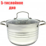 Кастрюля нерж  6,5л стекл.крышка, 5-тислойное дно, индукция, без упаковки БАРС ID-CB243 /К/