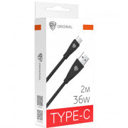 Кабель USB для зарядки Type-C, 2,0м 3A BY Nylon Pro черный (931-613)
