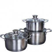 Набор кастрюль нерж. 6пр (2,5л/3,5л/4,5л) Квинта индукция Set1-F-146 (гофрокороб) (718146) 1/2