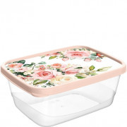 Контейнер для продуктов 0,85л прямоугольный с декором Розы (светло-розовый) 223186207/04